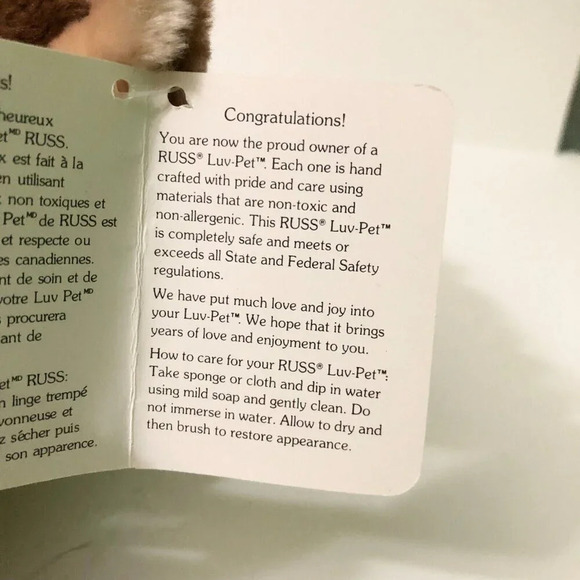 Vtg Russ Luv Pets I Love  My Honey Bear 6 Inch Tall Stuffed Animal Plush - Picture 6 of 16